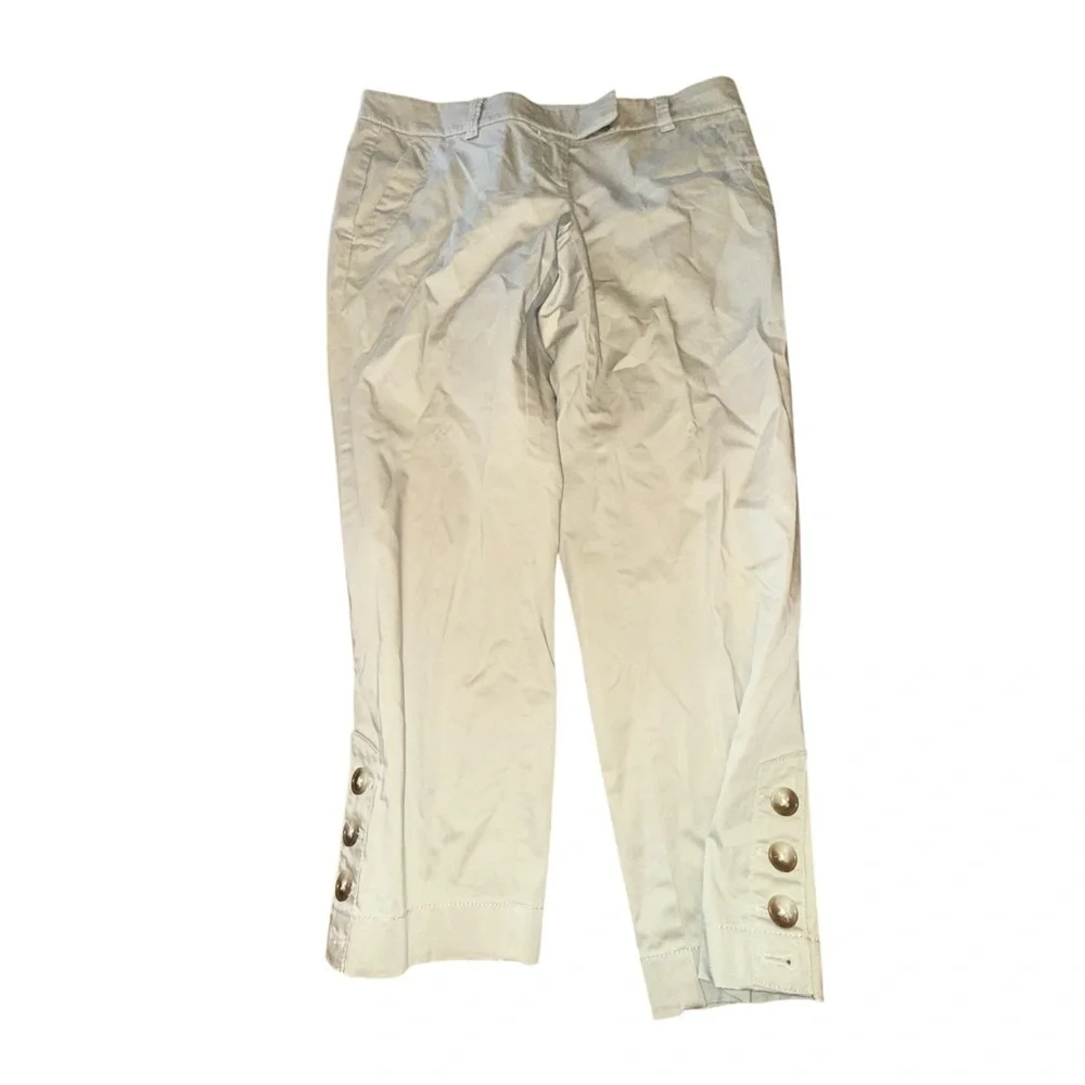 Ann Taylor Cream Capris with Button Detail - Picture 2 of 4